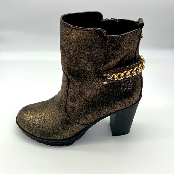 G By Guess - Greedy Gold Glitter Moto Boot With Gold Chain Size 10 - Picture 9 of 15